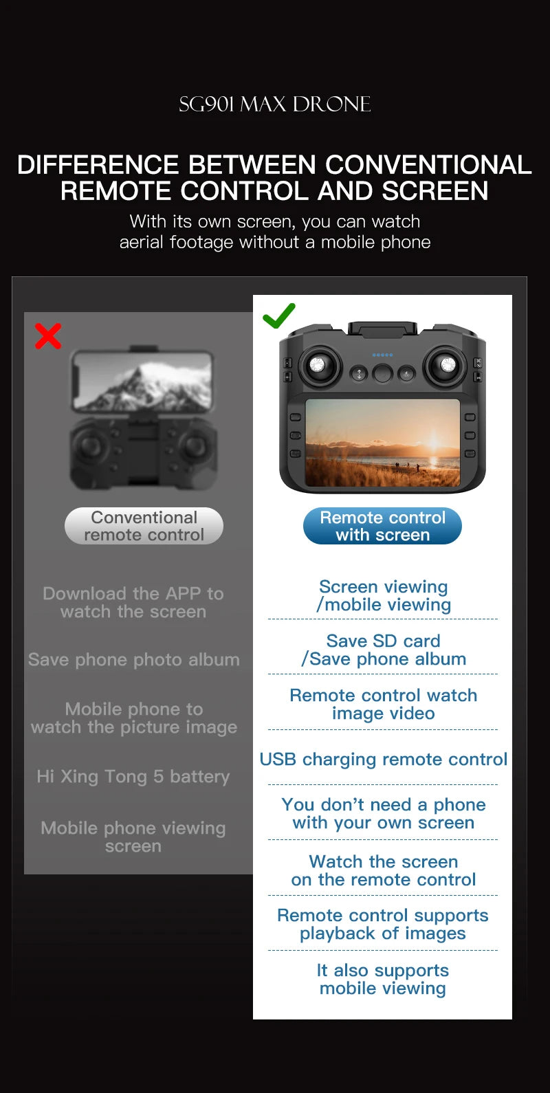 Xiaomi SG901 MAX GPS Drone Professional 8K Aerial HD Avoiding Obstacle with Large Screen Remote Control Folding Brushless Drone