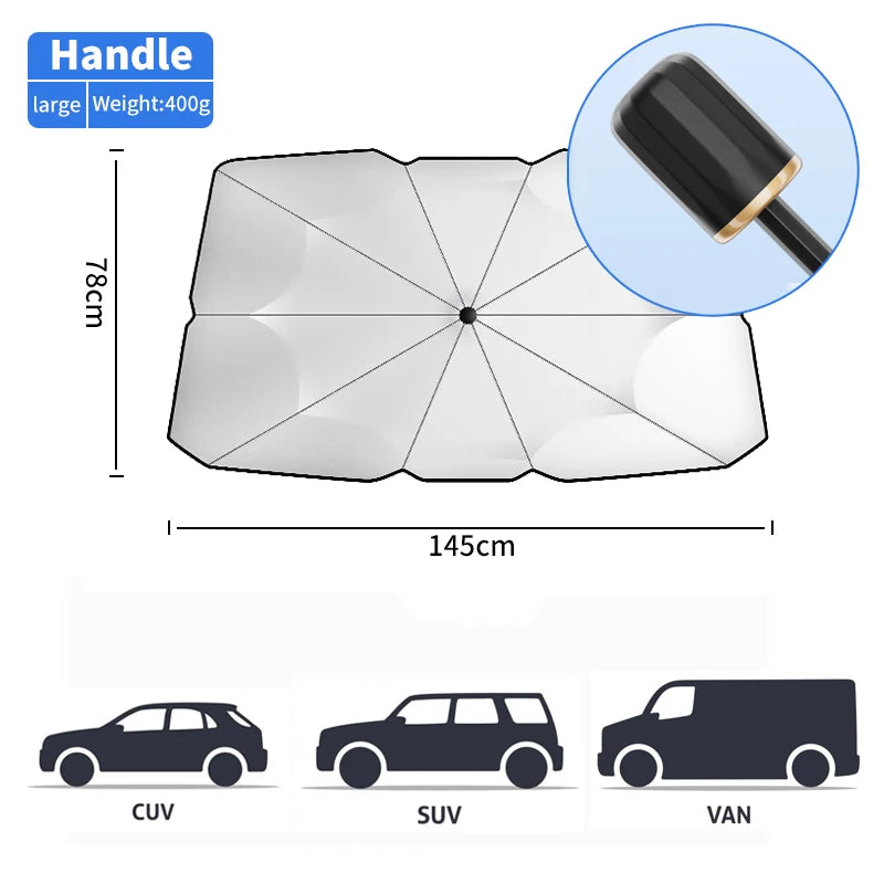 Car Sunshade Windshield Umbrella Front Sun Shade Parasol Foldable Summer Protection Car Seat Heat Insulation Car Accessories