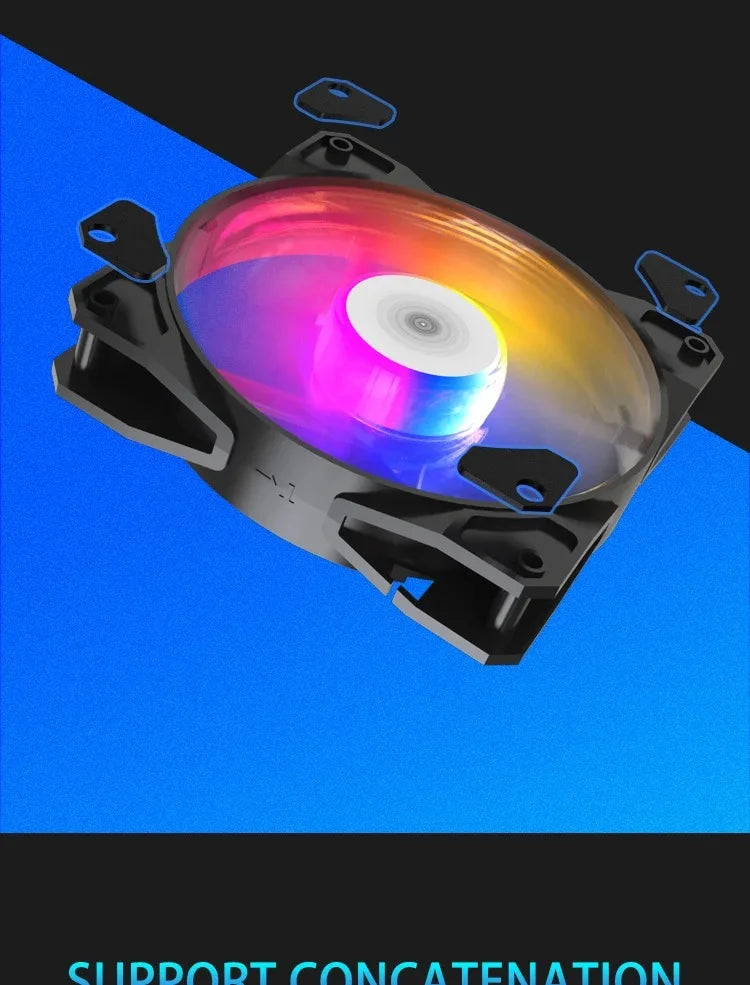 TEUCER P16 RGB FAN 120mm Pc Computer Case Fan Rainbow Heatsink 4PIN 12cm CPU Cooler Silent Fan
