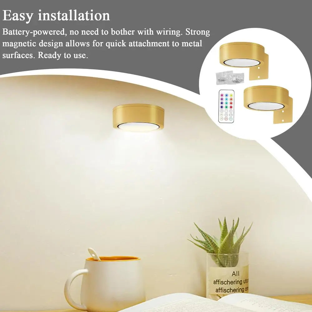 2pcs Picture Lights LED Magnetic Art Display Light Battery Operated Magnetic Dimmable Painting Spotlight With 13 Lighting Modes