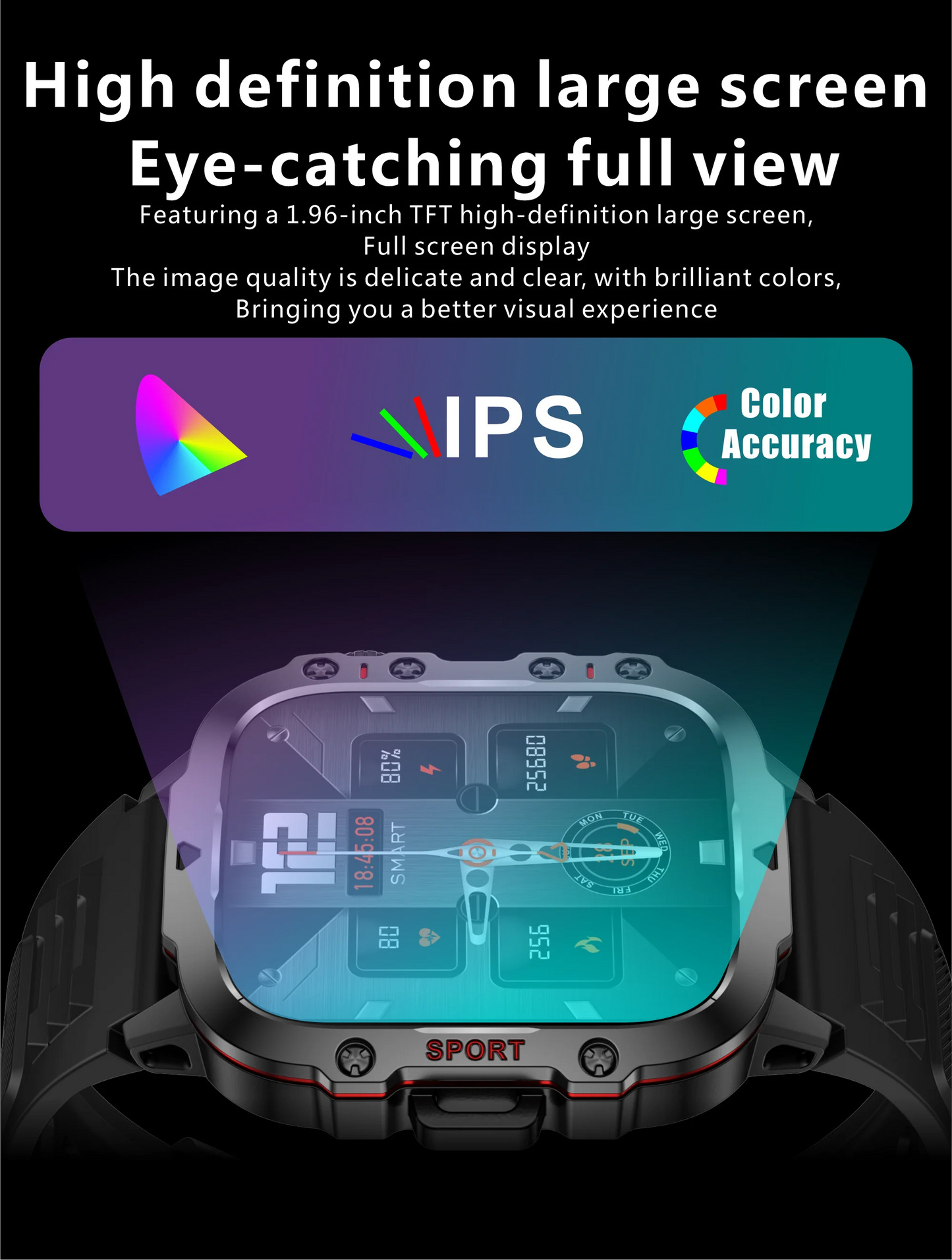 New Original Rugged Military Men Smart Watch Bluetooth Call Fitness Clock 3ATM IP68 Waterproof Sports Smartwatch for Android iOS