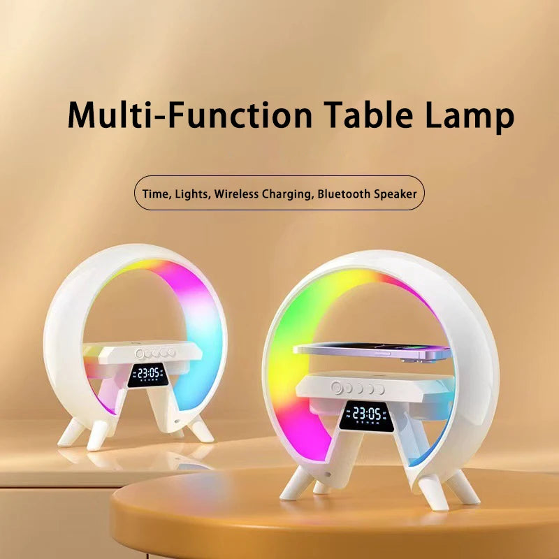 LED New Smart Light Wireless Charger Bluetooth Speaker Alarm Clock RGB Atmosphere Lamp Bedroom Decoration Lamps Night Light Gift