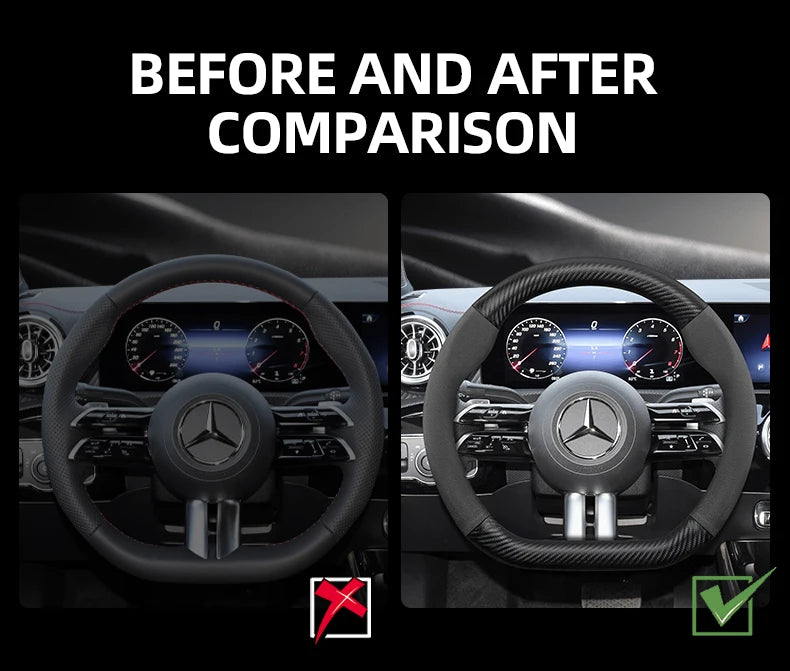 Suitable for Mercedes-Benz Suede Matte Carbon Fiber Texture Steering Wheel Cover Suitable for E Class S C a Glc Suv Eqc Gle Gla Eqe Amg Eq C63 E63 Maybach S600 Phantom Gls600 V Eqv W204 W205 W203