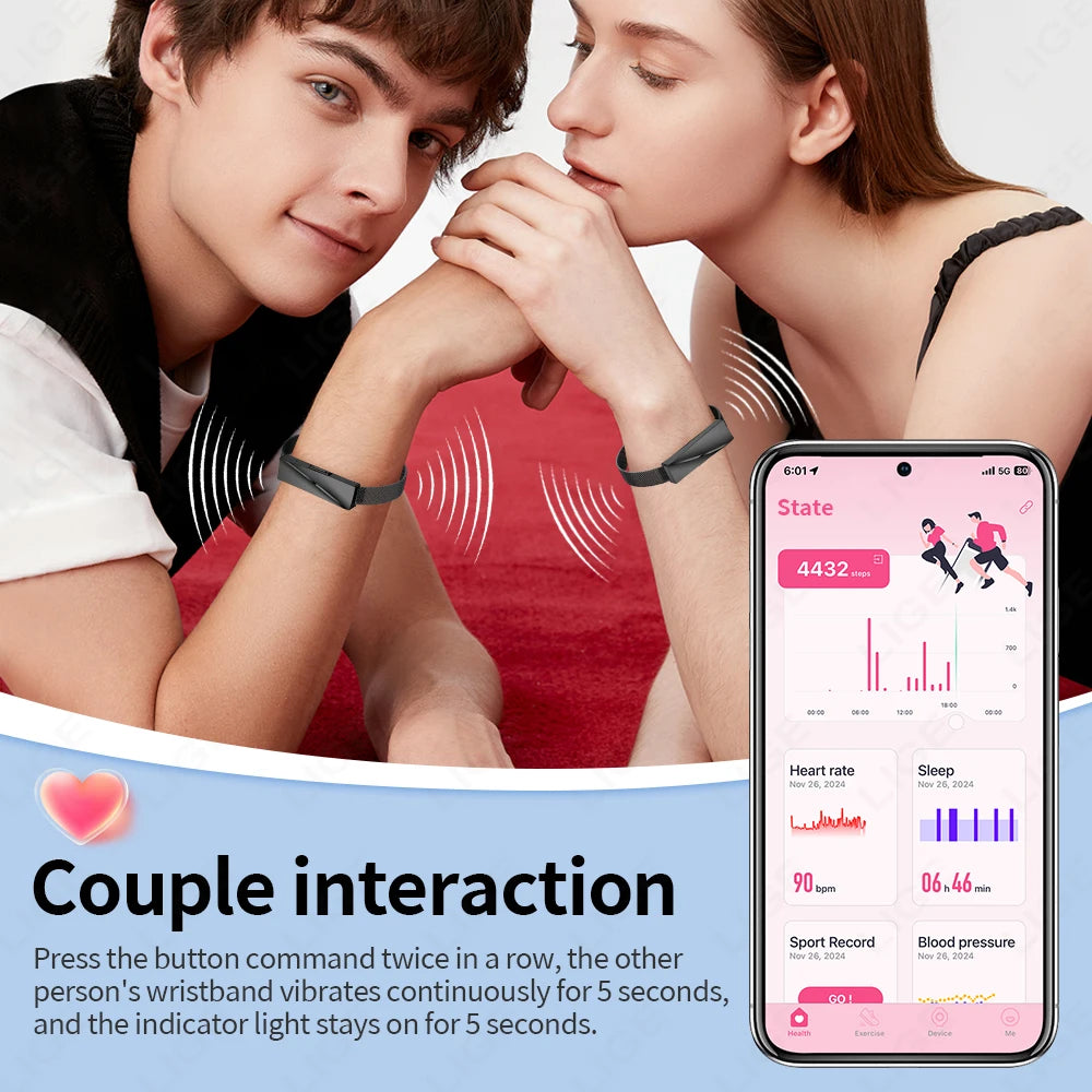 LIGE New Smart Bracelet Women Men Heart Rate Call Reminder Waterproof Wristband For Couple Lady Gifts Fitness Sport Health Band