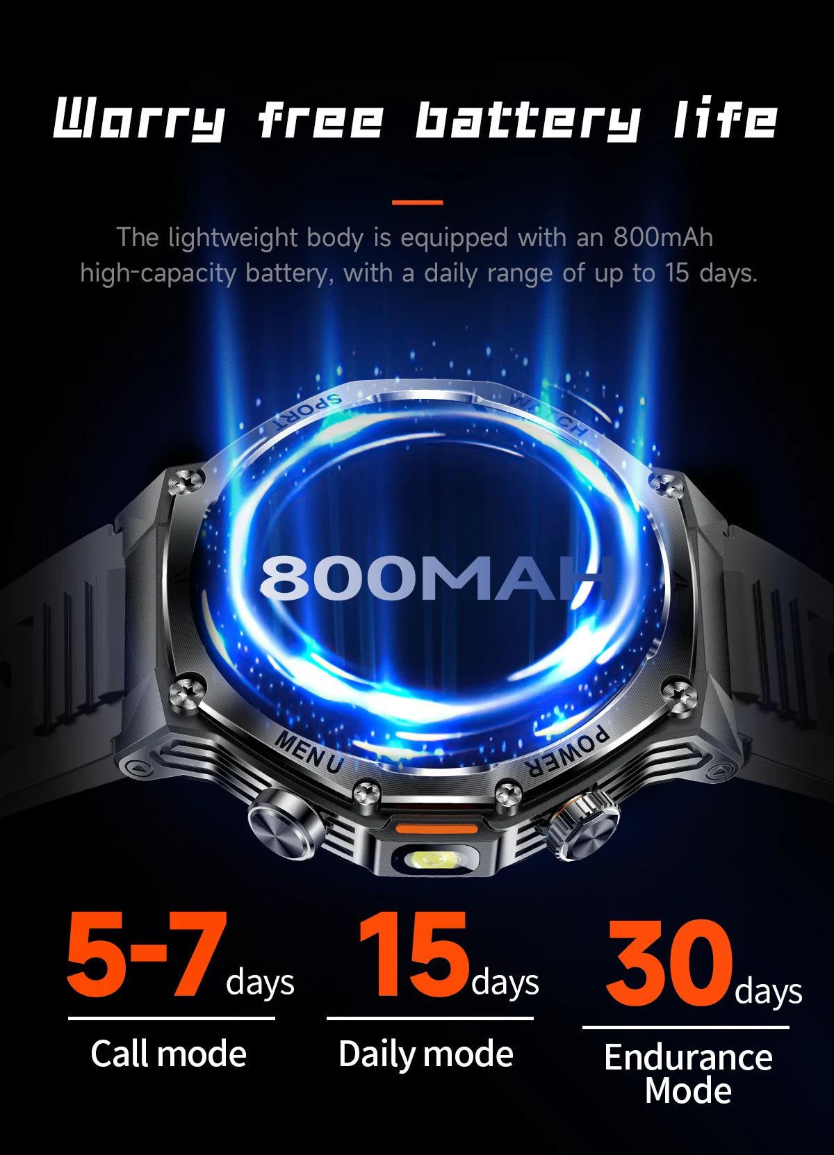 LIGE New Smart Watch Men 800mAh Ultra Long Battery Life Waterproof Outdoor Sport Watches Bluetooth Call Military Smartwatch 2025