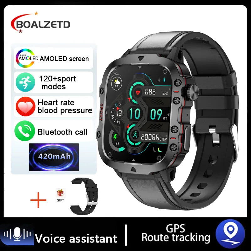 New Original Rugged Military Men Smart Watch Bluetooth Call Fitness Clock 3ATM IP68 Waterproof Sports Smartwatch for Android iOS