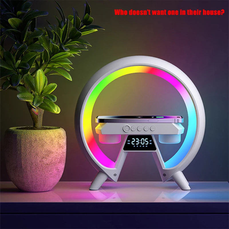 LED New Smart Light Wireless Charger Bluetooth Speaker Alarm Clock RGB Atmosphere Lamp Bedroom Decoration Lamps Night Light Gift
