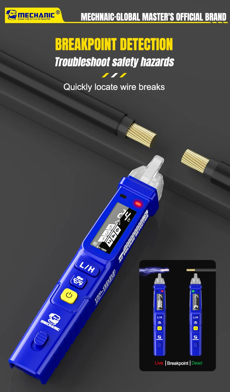MECHANIC Non-Contact Voltage Tester Pen 12-1000V AC Detector with LED Flashlight, Electrical Tester for Home/Electricians