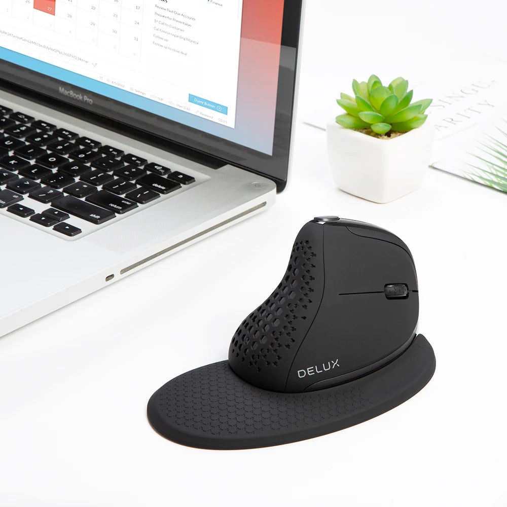 Delux M618XSD Wireless Mouse OLED Screen Designer Tri Mode Seeker Ergonomic Mouse 1000mAh Removable Back Cover Pc Gamer Office