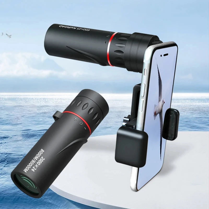 2000x24 HD Monocular Telescope Outdoor Mini Portable Zoom Telescope Phone Telescope Travel Hiking Camping Birdwatching Telescope