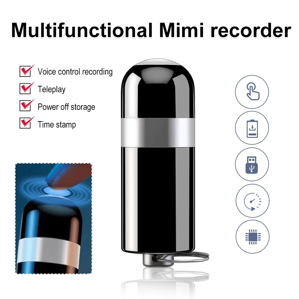 Mini Digital Keychain Voice Recorder HD Recording Pen Noise Reduction MP3 Music Player Voice-activated Recorder 8G 16G