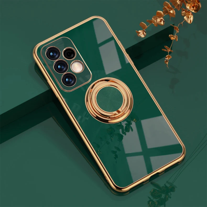 Plating Metal Ring Holder Phone Case For Samsung Galaxy S24 S22 S23 Ultra S21 FE S20 Plus A15 A52 A25 A53 A55 Note 20 Back Cover