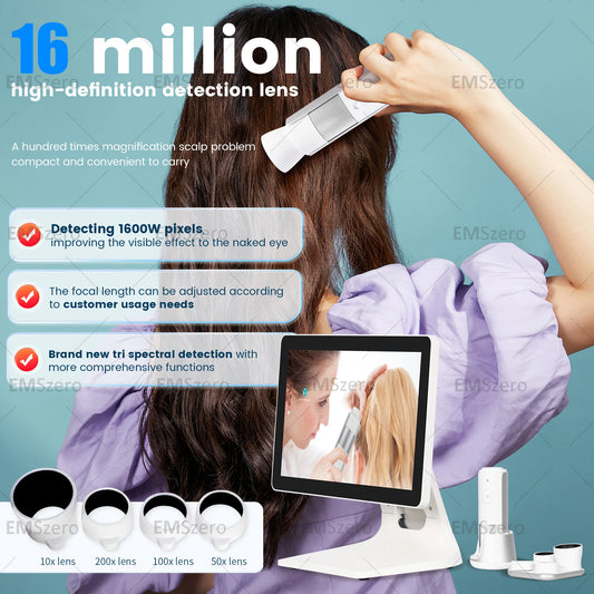 AI Analysis Scalp Care Handheld Hair Analyzer Mini Intelligent Access The Net Hair Detector Scalp Hair Follicle Analyzer Salon