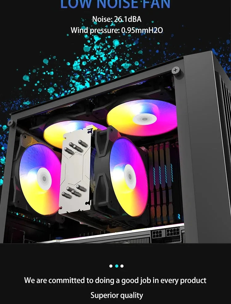 TEUCER P16 RGB FAN 120mm Pc Computer Case Fan Rainbow Heatsink 4PIN 12cm CPU Cooler Silent Fan
