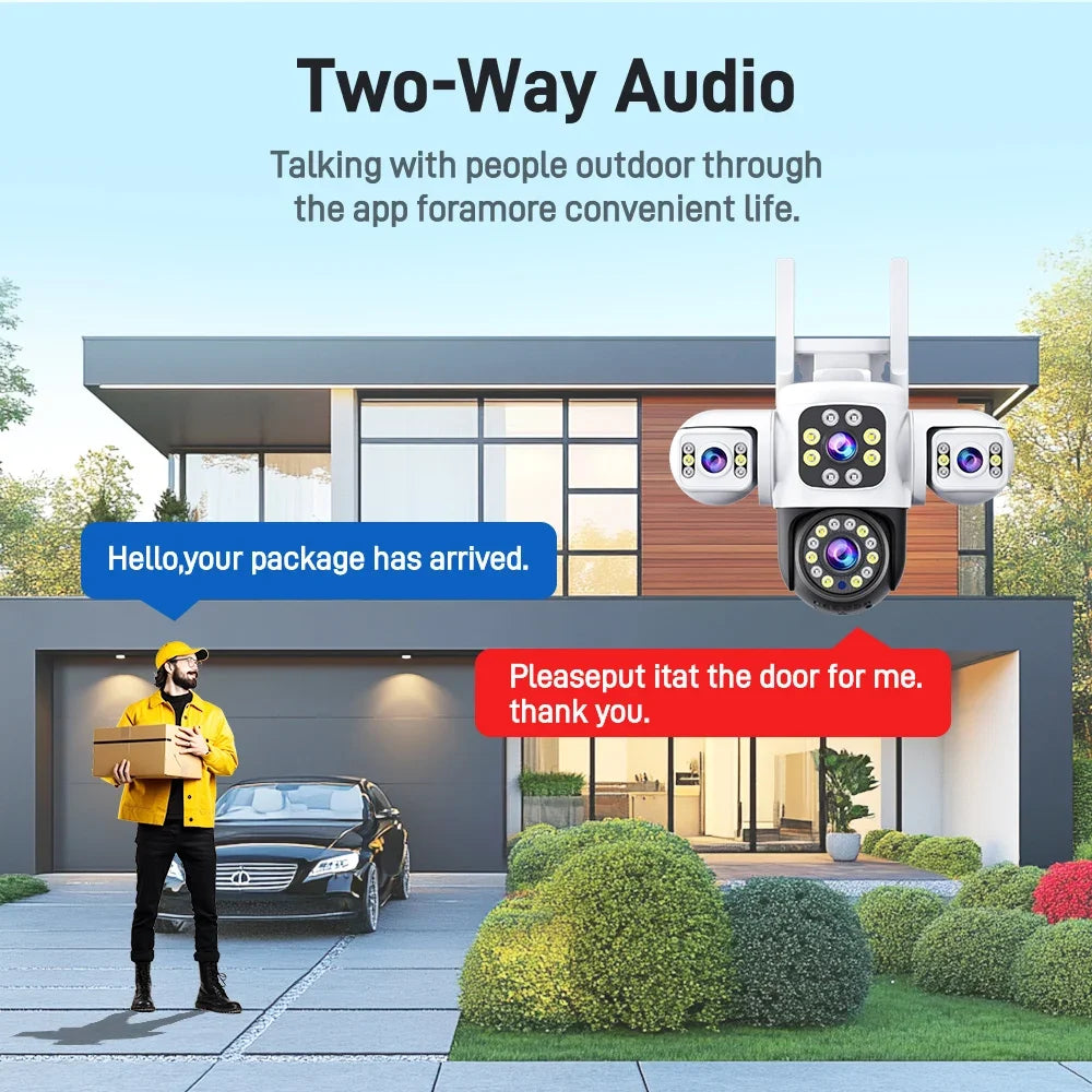 ANSVICAM 6K 12MP Triple Screen Triple Lens Outdoor WiFi PTZ 360° IP66 Yoosee CCTV Surveillance Camera for Complete Security
