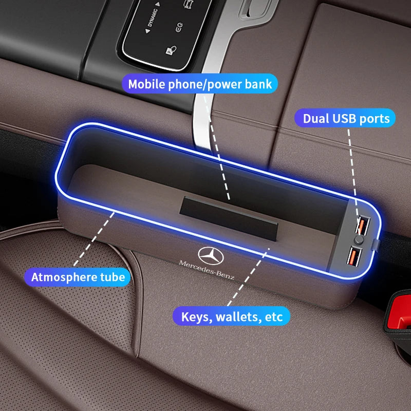 For Mercedes-Benz A B C E S V R Class AMG GLB GLC GLE SLC SLK SL ML Vito Viano Sprinter Pilot Car Seat Storage Case Seat Gap Box