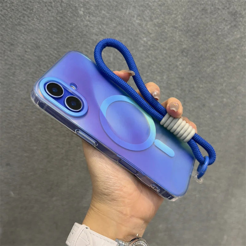 Aurora Gradient Matte Magnetic Case For iPhone 16 15 14 Pro Max 16 Plus 13 Laser Colorful Rainbow for Magsafe Shockproof Cover