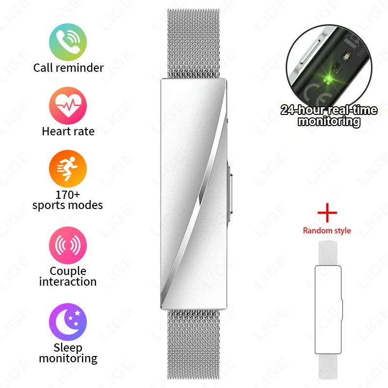 LIGE New Smart Bracelet Women Men Heart Rate Call Reminder Waterproof Wristband For Couple Lady Gifts Fitness Sport Health Band