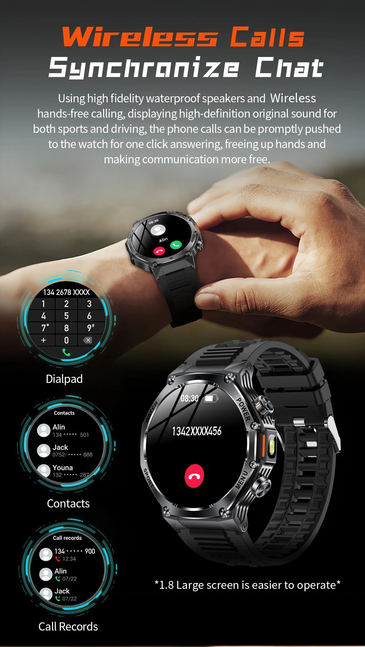 LIGE New Smart Watch Men 800mAh Ultra Long Battery Life Waterproof Outdoor Sport Watches Bluetooth Call Military Smartwatch 2025