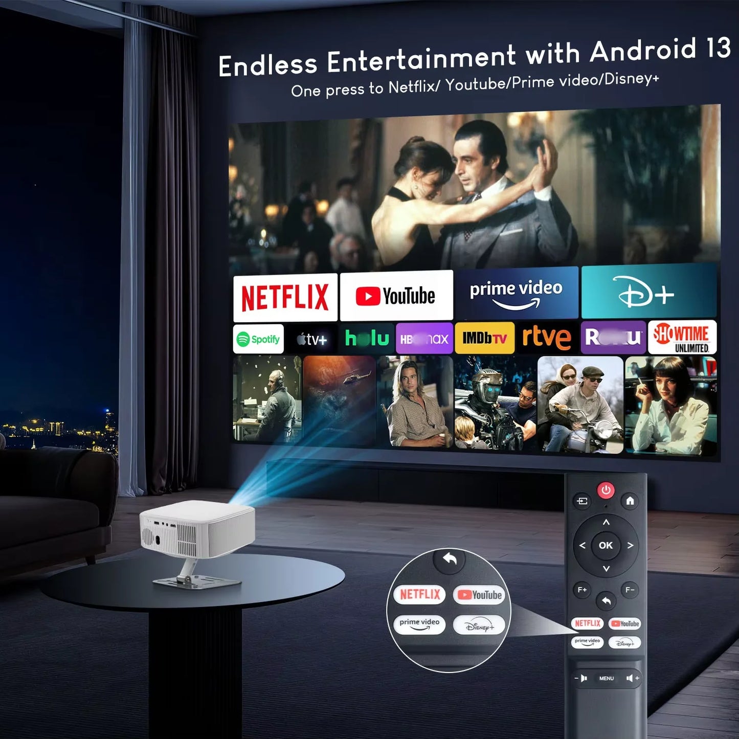 Salange Netflix Projector P92MAX Smart Android 13 1080P BT5.2 WiFi6 12000L Electronic Focus Auto Keyston 4K Movie HD Home Cinema