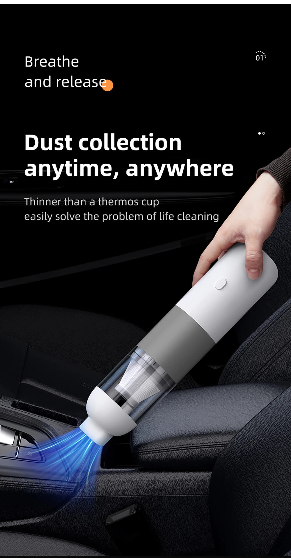 20000PA Wireless New Car Vacuum Cleaner Portable Mini Handheld Vacuum Cleaner Smart Home Car Dual-purpose Mi Dust Catcher