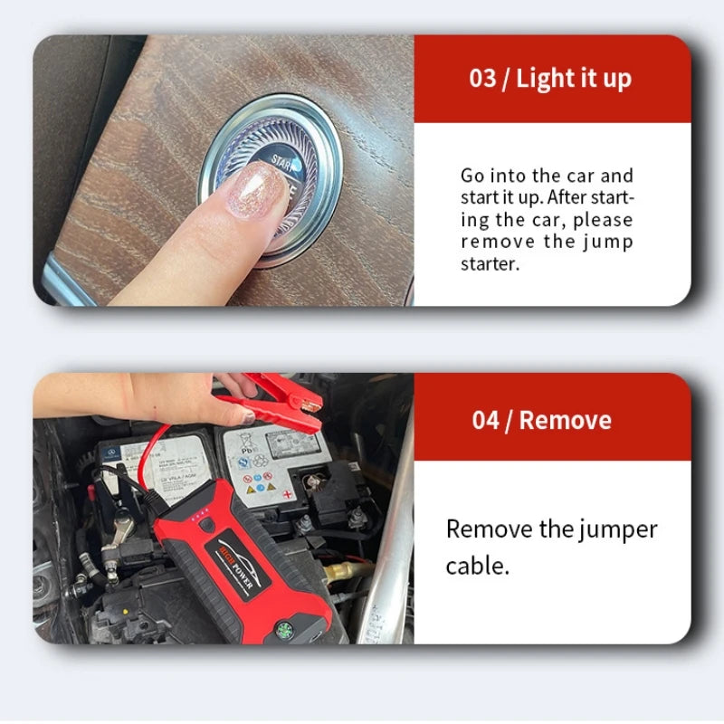 Portable Car Jump Starter Power Bank 99800mAh Emergency Start-up Charger 600A 12V for Cars Booster Battery Quick Starting Device