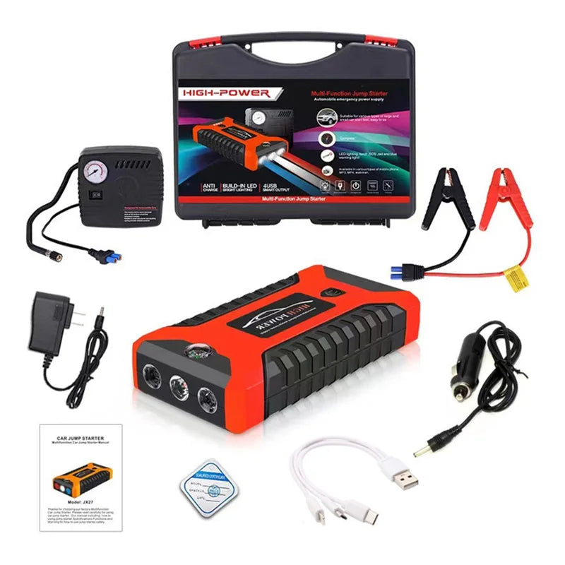 Portable Car Jump Starter Power Bank 99800mAh Emergency Start-up Charger 600A 12V for Cars Booster Battery Quick Starting Device