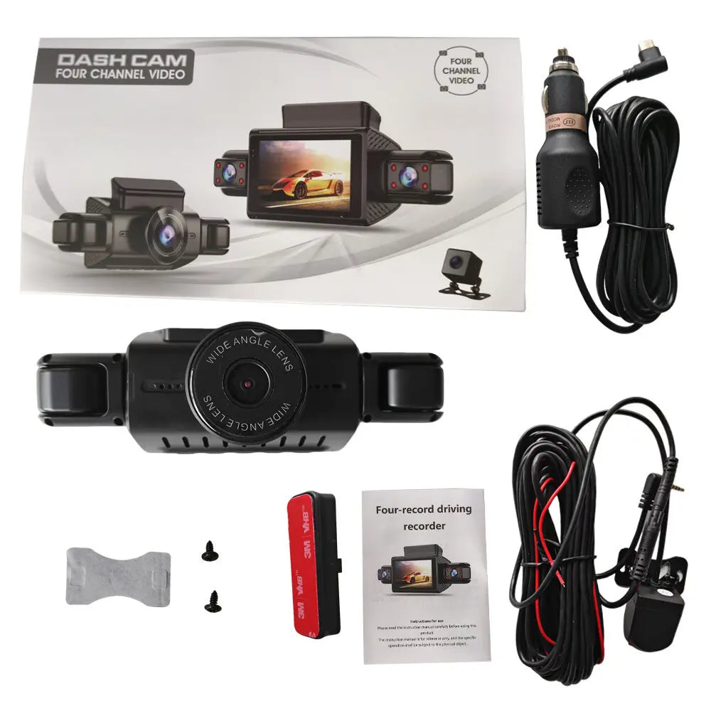 4CH Hidden Dash Cam WiFi APP Car DVR 360° Parking Monitor Night Vision WDR Loop Recording G-Sensor Motion Detection Blackbox