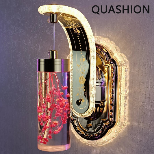 Home Decoration Plastic Flower LED Wall Lamp Indoor Corridor Luxury Colorful Sconce Light Acrylic Lampshade Modern Scene Lustres