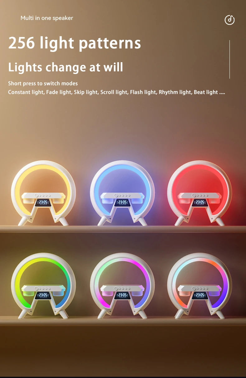 LED New Smart Light Wireless Charger Bluetooth Speaker Alarm Clock RGB Atmosphere Lamp Bedroom Decoration Lamps Night Light Gift