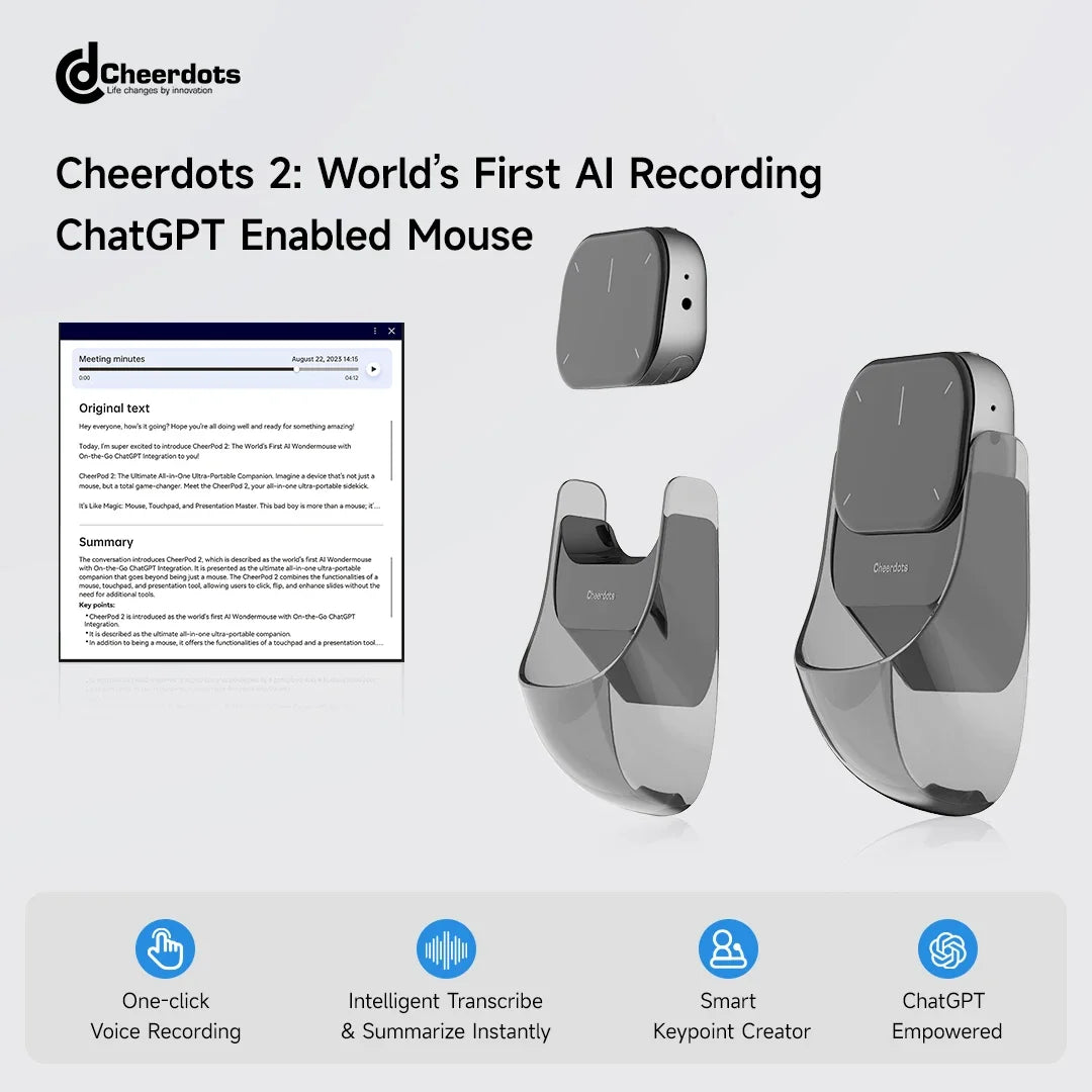Cheerdots Cheerdots2 Wireless Detachable Air Mouse 2Mode Touchpad All-in-one Pocket Lightweight Customized Office Gaming Mouse