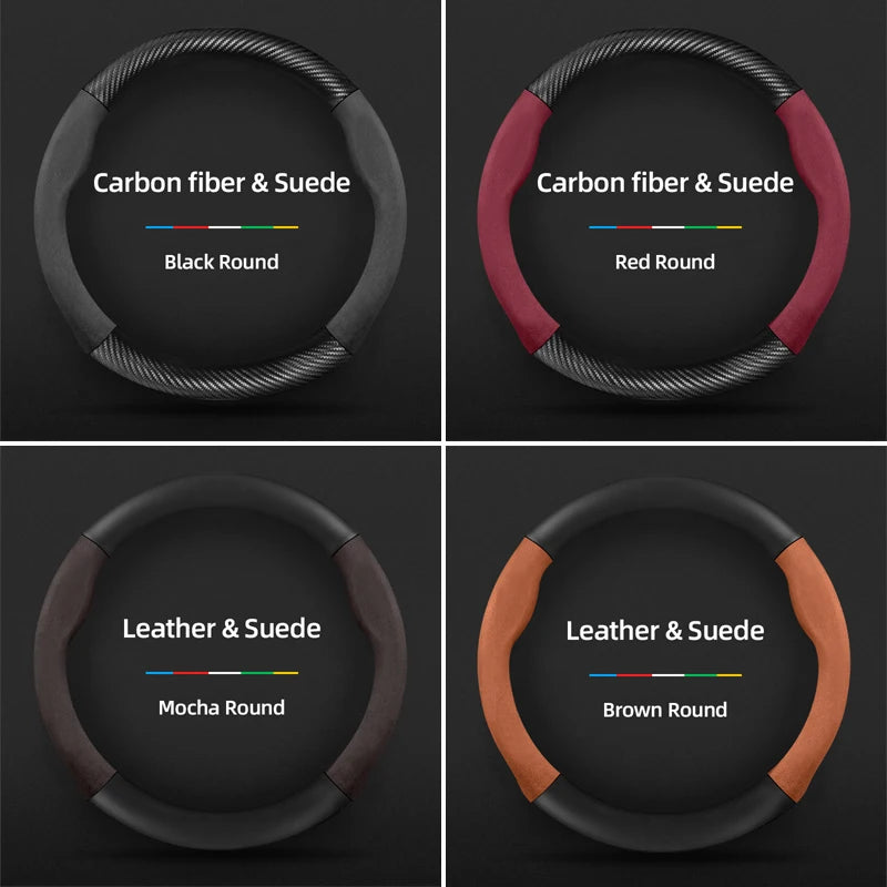 Suitable for Mercedes-Benz Suede Matte Carbon Fiber Texture Steering Wheel Cover Suitable for E Class S C a Glc Suv Eqc Gle Gla Eqe Amg Eq C63 E63 Maybach S600 Phantom Gls600 V Eqv W204 W205 W203