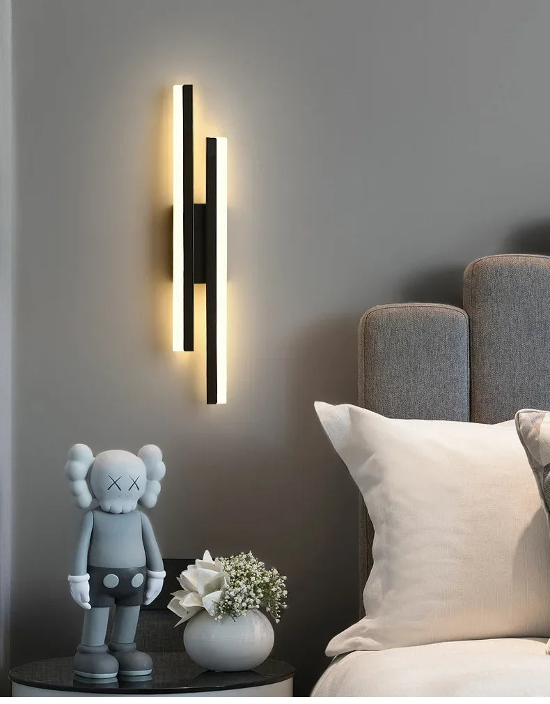 Modern LEDWall Lamp Wall Sconces Copper Line Pipe Acrylic Lampshade Indoor Lighting for Living Room Corridor Light Fixture