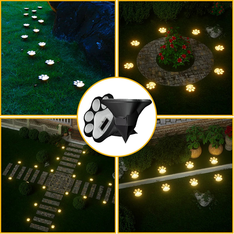 4PCS Dog Claw Solar Outdoor Light LED Energy Saving Lawn Lamp Animal Landscape Lighting for Garden Patio Stairway Camping Decor