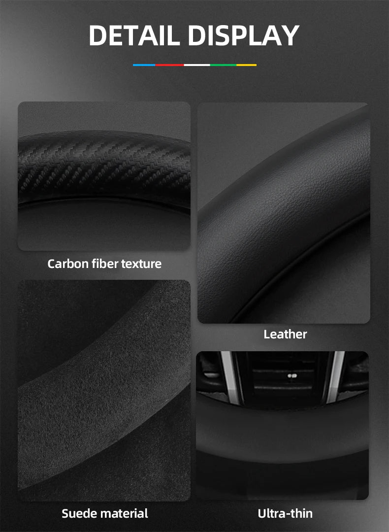 Suitable for Mercedes-Benz Suede Matte Carbon Fiber Texture Steering Wheel Cover Suitable for E Class S C a Glc Suv Eqc Gle Gla Eqe Amg Eq C63 E63 Maybach S600 Phantom Gls600 V Eqv W204 W205 W203
