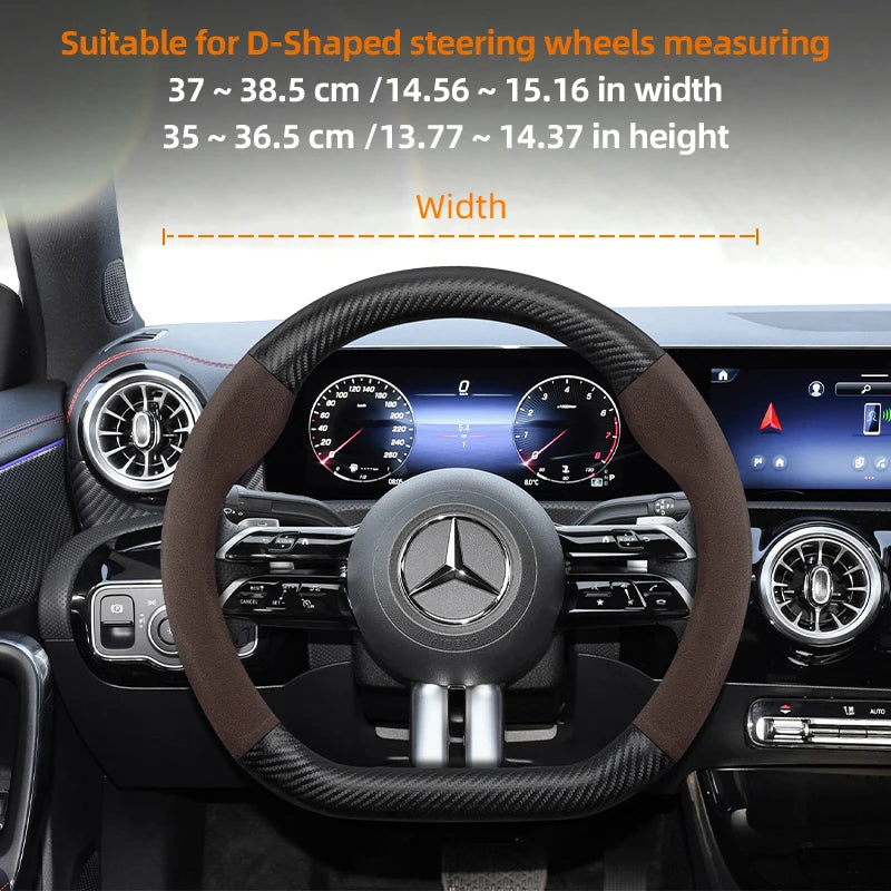 Suitable for Mercedes-Benz Suede Matte Carbon Fiber Texture Steering Wheel Cover Suitable for E Class S C a Glc Suv Eqc Gle Gla Eqe Amg Eq C63 E63 Maybach S600 Phantom Gls600 V Eqv W204 W205 W203