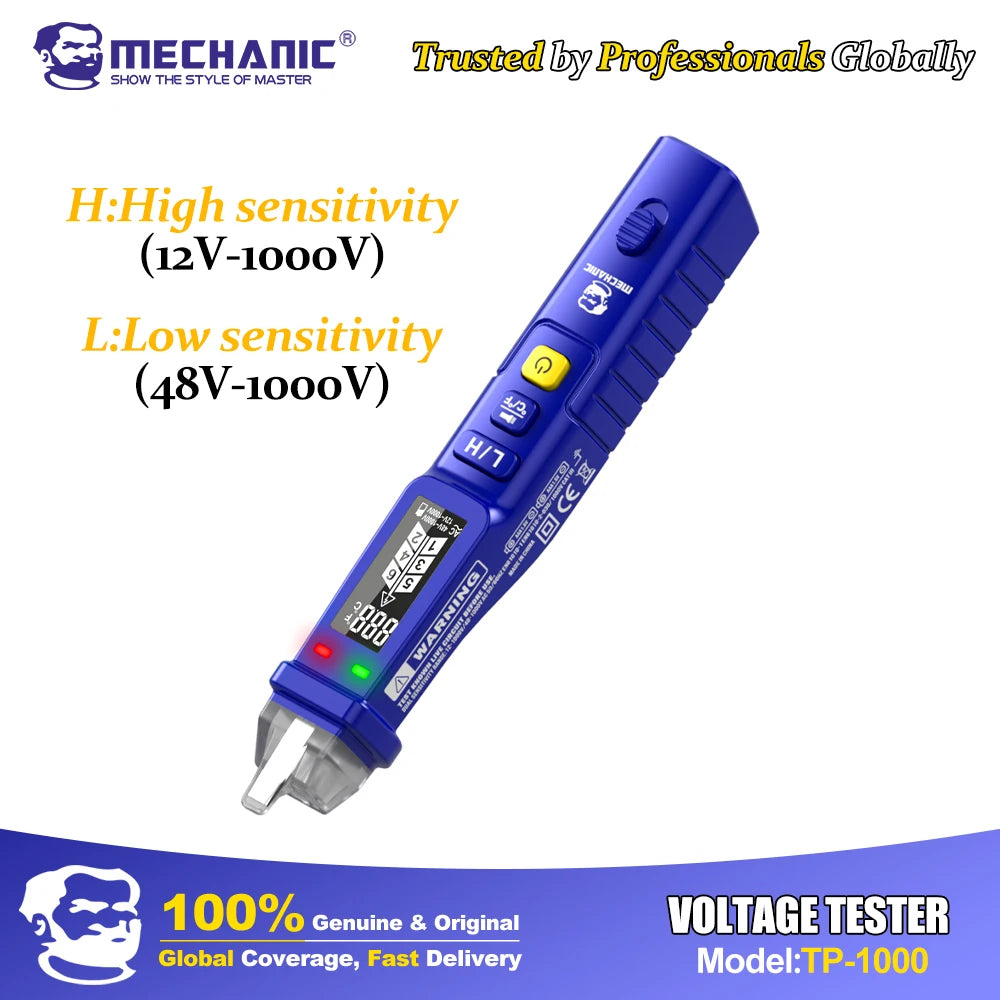 MECHANIC Non-Contact Voltage Tester Pen 12-1000V AC Detector with LED Flashlight, Electrical Tester for Home/Electricians