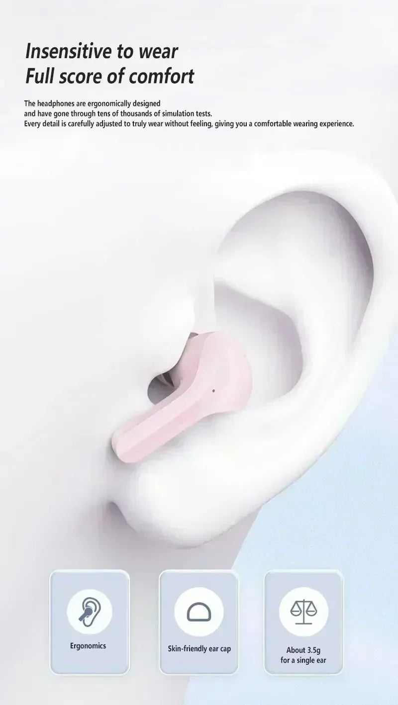 T2 Tws Wireless Bluetooth Headset Transparent Wireless Headphones Power Digital Display Stereo Sound Earphones for Smartphones