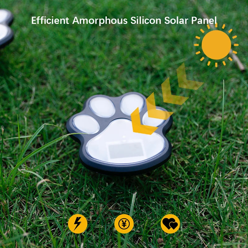 4PCS Dog Claw Solar Outdoor Light LED Energy Saving Lawn Lamp Animal Landscape Lighting for Garden Patio Stairway Camping Decor