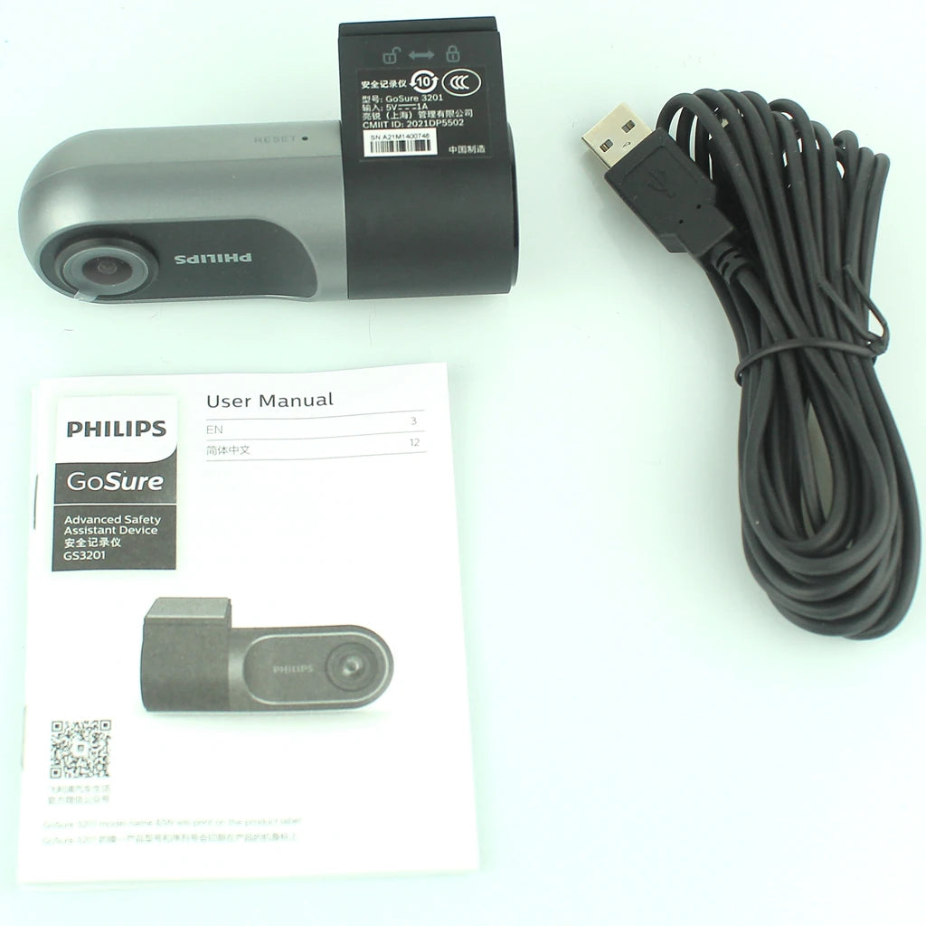 philips Front WiFi Car 1080P HD Driver Video Recorder USB Car DVR Camera Loop Recording GoSure GS3201 Internal 64G memory card