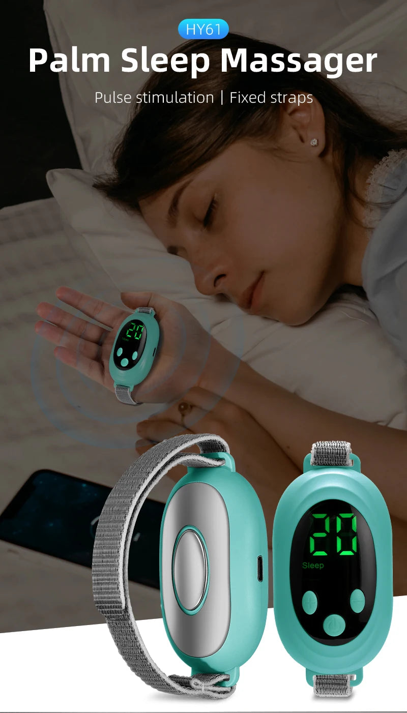 New Microcurrent Sleep Aid Device EMS Sleep Aid Machine Sleep Instrument for Insomnia Stress Anxiety Relief Palm Pulse Massager