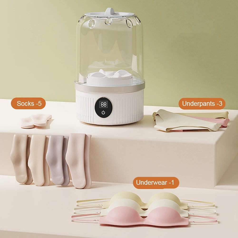 Portable Underwear Cleaner Wireless Washing Machine Mini Socks Washing Machine 2-speed Time Special Washer for Travel Home