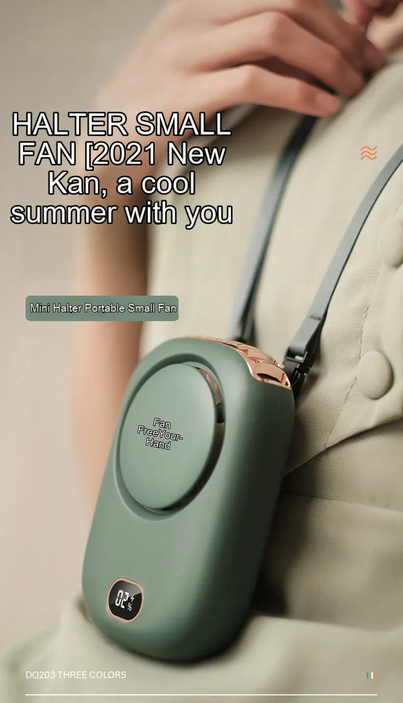 New Portable Mini Fan Hanging Handheld Fan Rechargeable Bladeless Turbo Ultra Quiet Student Hand Held Fan Outdoor Sports Travel