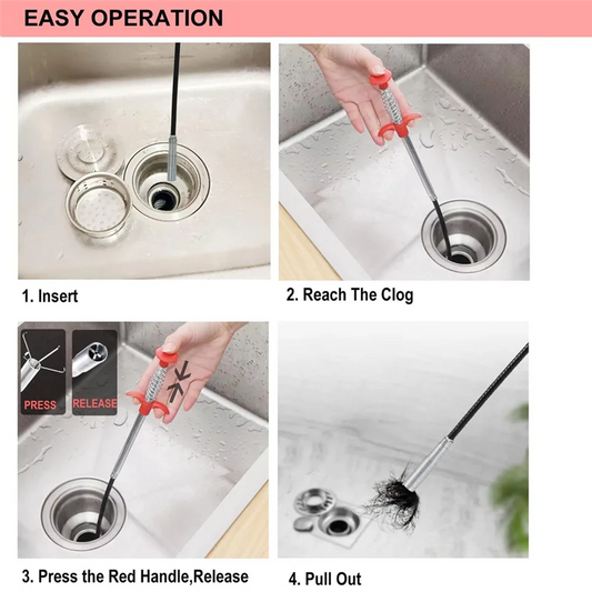 Bathroom Spring Pipe Dredging Tools Kitchen Sink Cleaning Hair Catcher Hair Clog Remover Grabber for Shower Drains Bath Basin