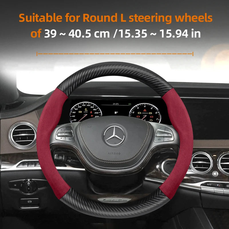 Suitable for Mercedes-Benz Suede Matte Carbon Fiber Texture Steering Wheel Cover Suitable for E Class S C a Glc Suv Eqc Gle Gla Eqe Amg Eq C63 E63 Maybach S600 Phantom Gls600 V Eqv W204 W205 W203