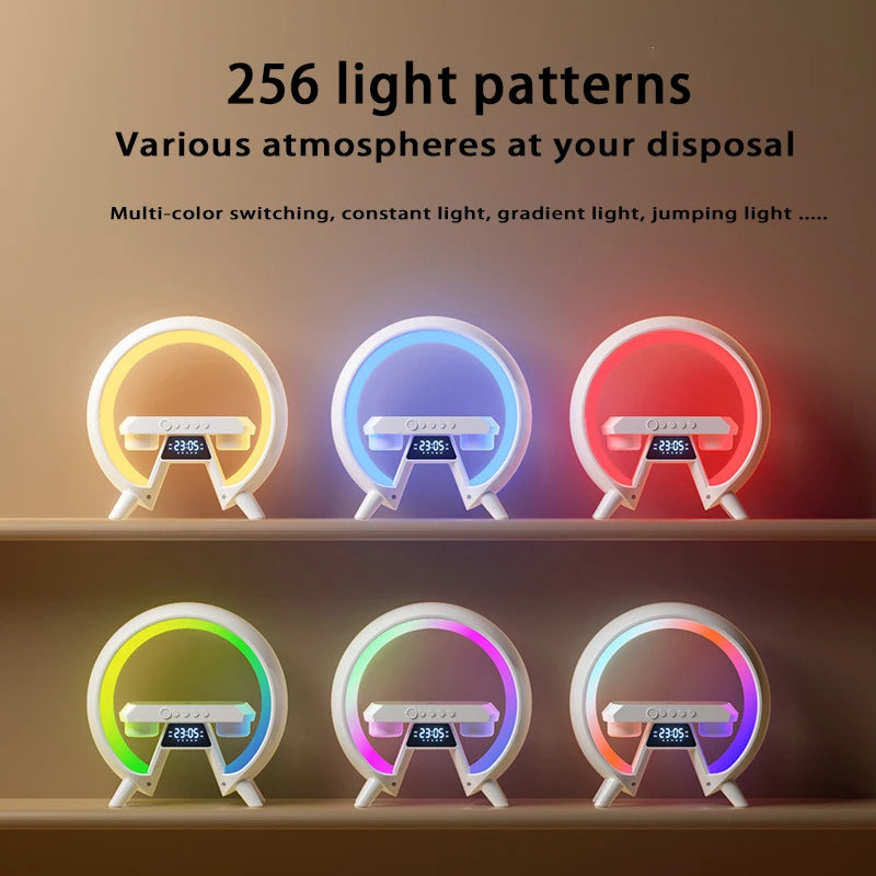 LED New Smart Light Wireless Charger Bluetooth Speaker Alarm Clock RGB Atmosphere Lamp Bedroom Decoration Lamps Night Light Gift