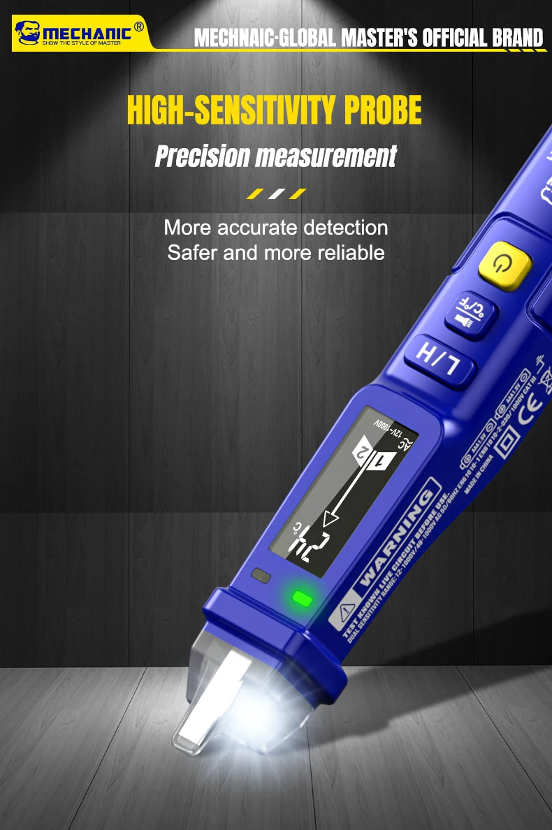MECHANIC Non-Contact Voltage Tester Pen 12-1000V AC Detector with LED Flashlight, Electrical Tester for Home/Electricians