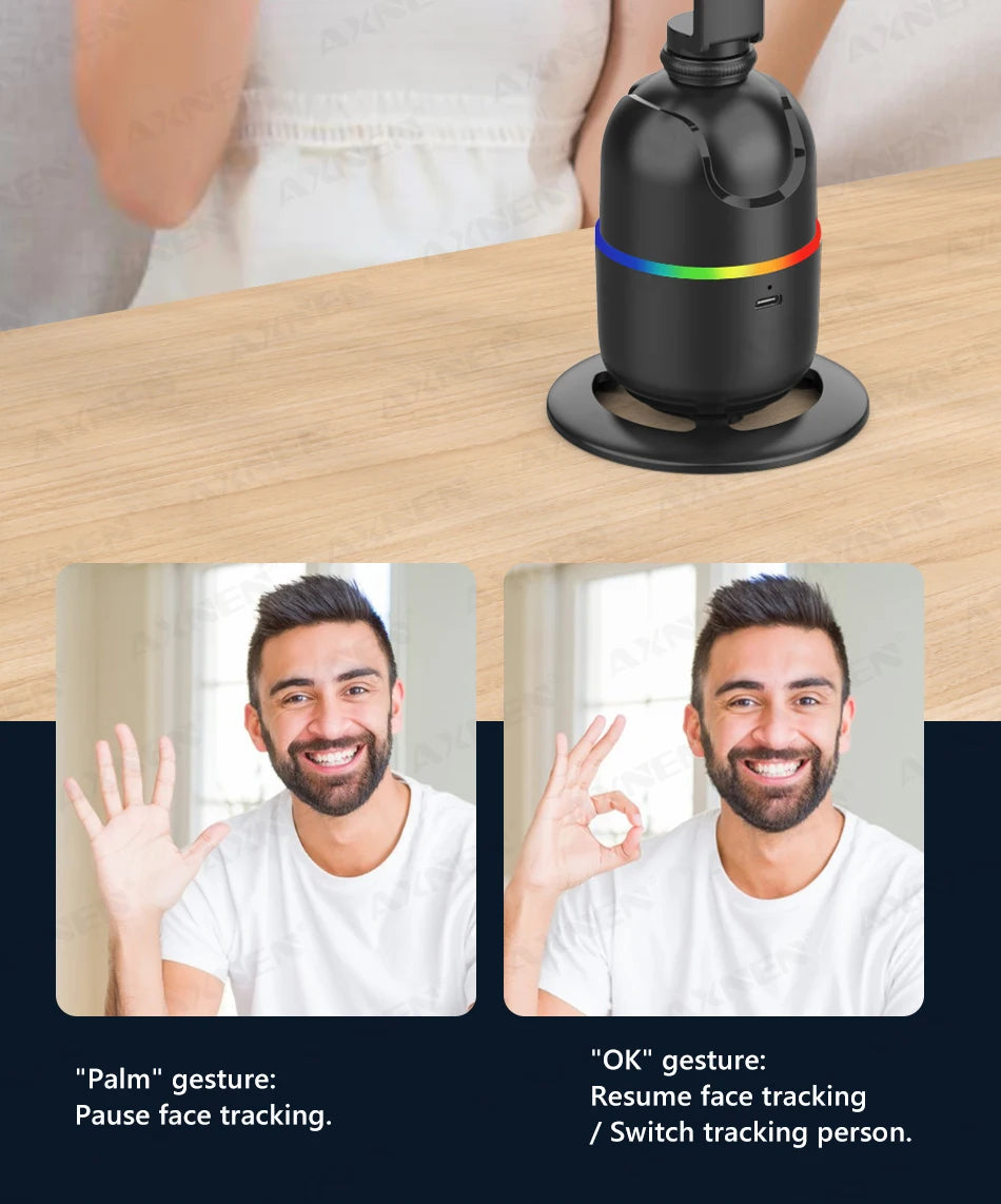 Smart Auto Face Tracking Desktop AI Gimbal for Smartphone & Action Camera 360 Rotation Follow Focus Vlog Kit, Option with Tripod