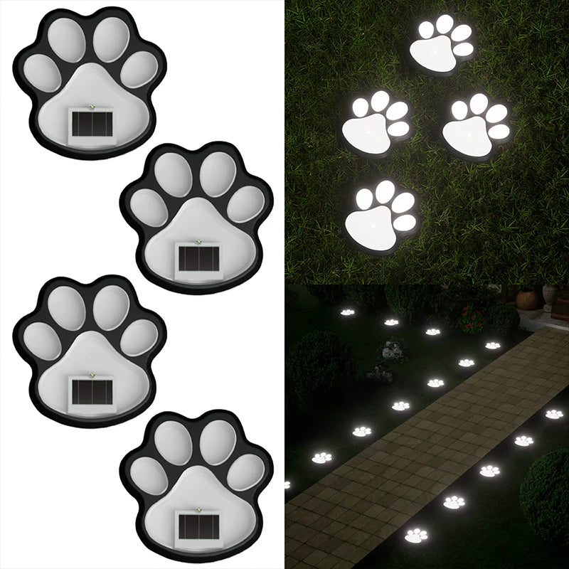 4PCS Dog Claw Solar Outdoor Light LED Energy Saving Lawn Lamp Animal Landscape Lighting for Garden Patio Stairway Camping Decor