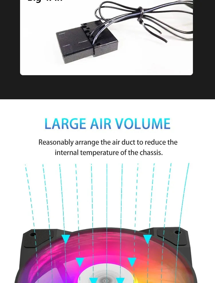 TEUCER P16 RGB FAN 120mm Pc Computer Case Fan Rainbow Heatsink 4PIN 12cm CPU Cooler Silent Fan